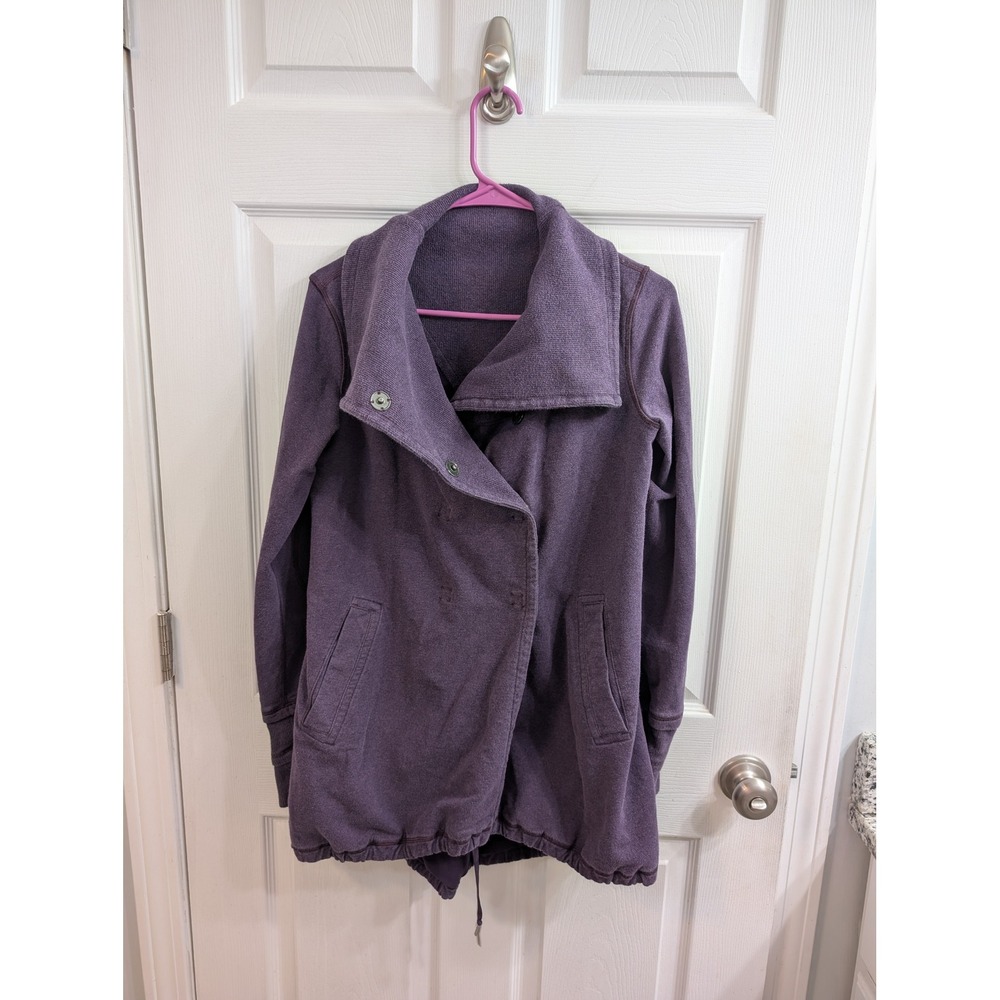 Lululemon Gratitude Wrap Jacket Heathered‎ Zinfandel Snaps Thumbholes - Size 8